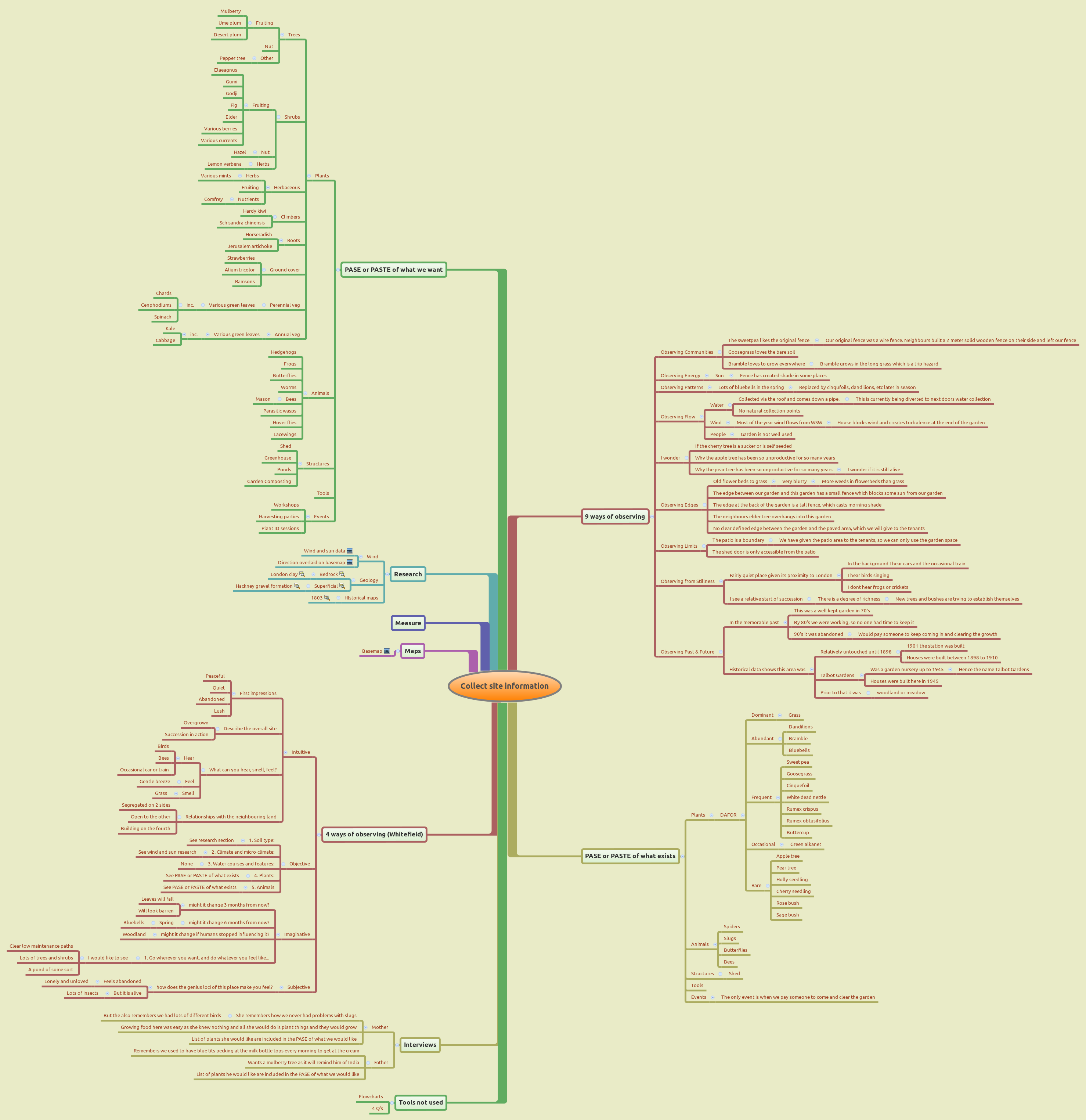 Collect site information – Xmind mind map